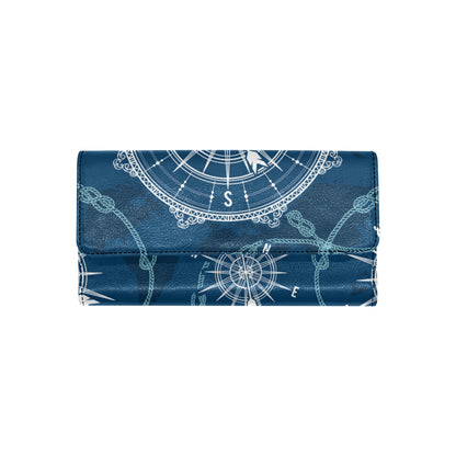 Nautical Compass Print Women's Trifold Wallet
