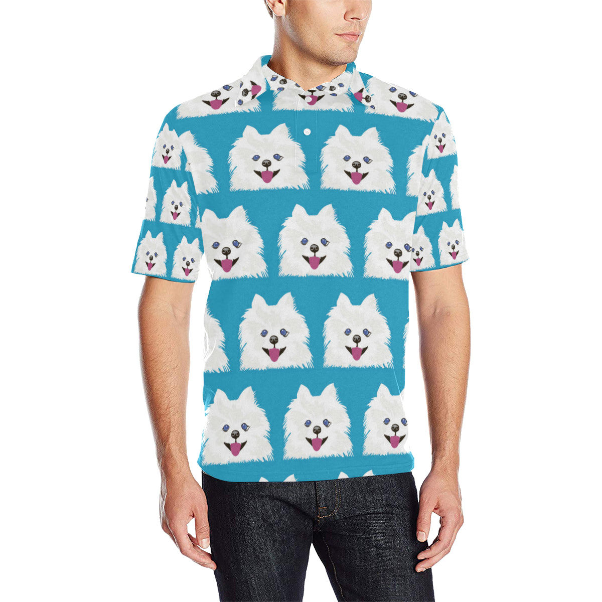 Pomeranians Pattern Print Design A05 Men Polo Shirt