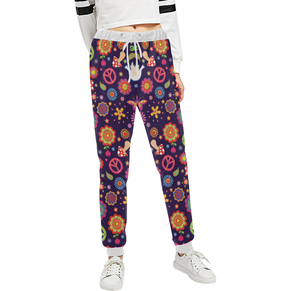 Flower Power Peace Design Print Unisex Sweatpants