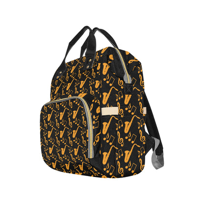 Saxophone Pattern Print Design 02 Diaper Bag Backpack