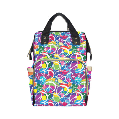 Peace Sign Colorful Pattern Print Design A02 Diaper Bag Backpack