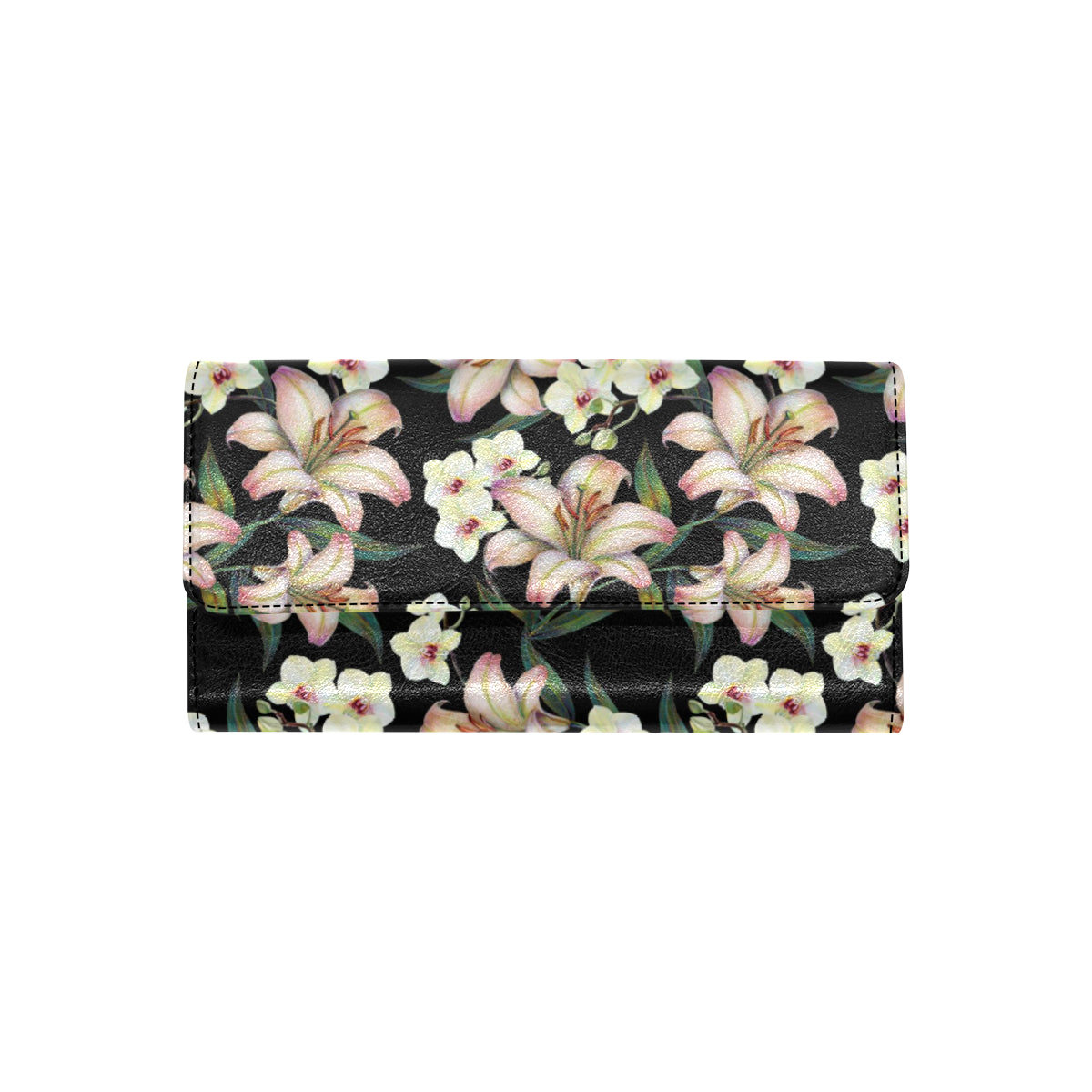 Lily Pattern Print Design LY03 Women's Trifold Wallet