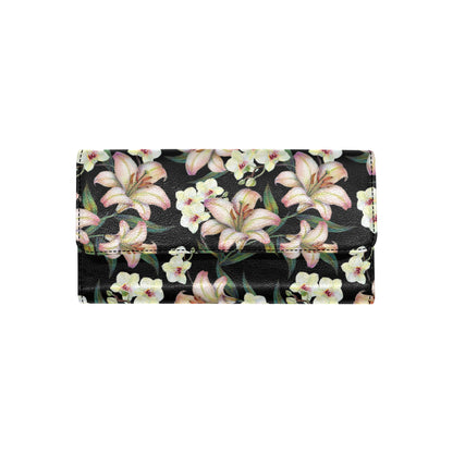Lily Pattern Print Design LY03 Women's Trifold Wallet