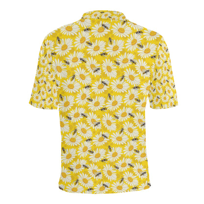 Bee Daisy Pattern Print Design 06 Men Polo Shirt