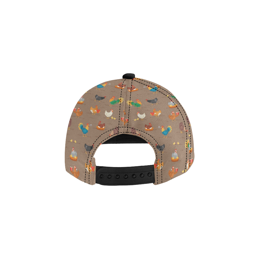 Chicken Happy Print Pattern Snapback Cap