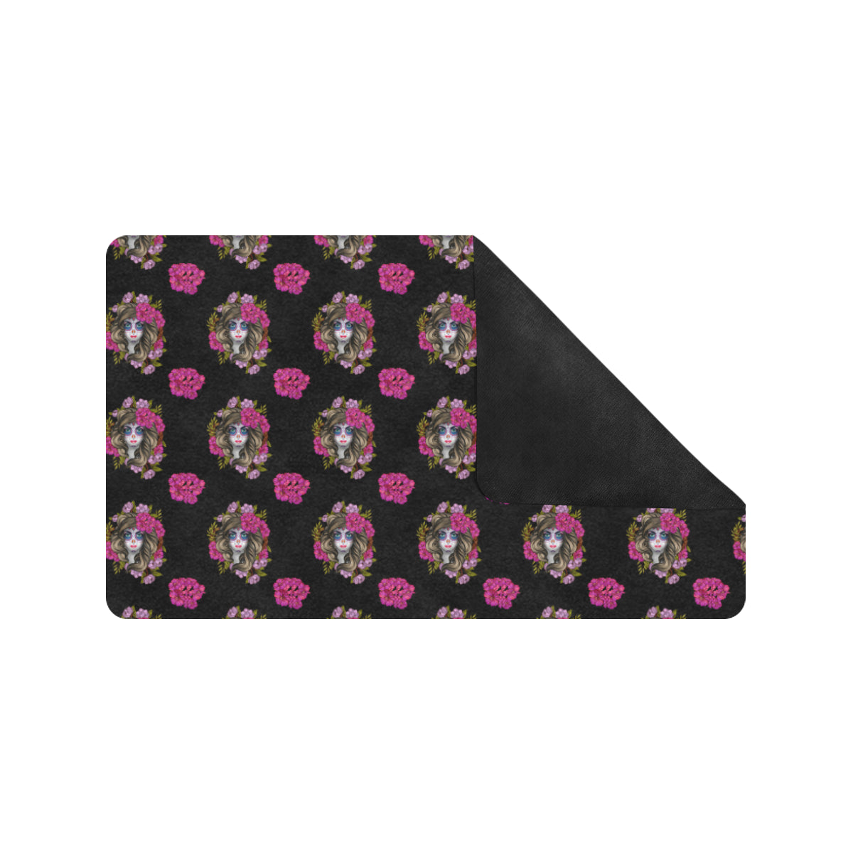 Day of the Dead Makeup Girl Rubber Doormat