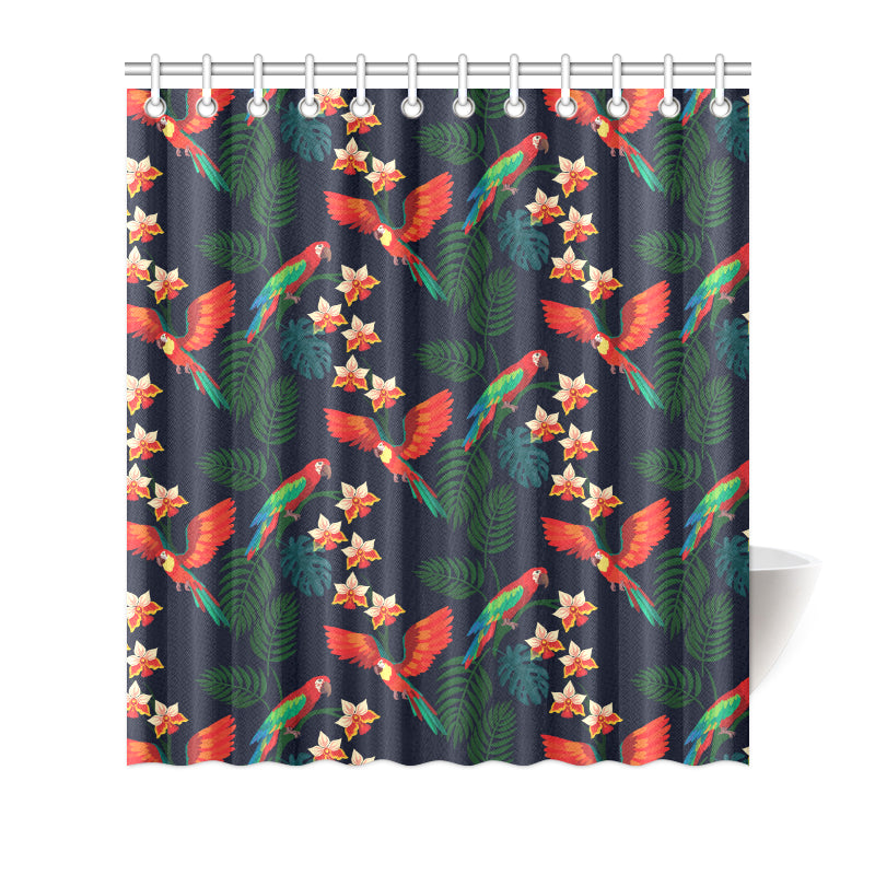 Macaw Pattern Print Design 02 Shower Curtain