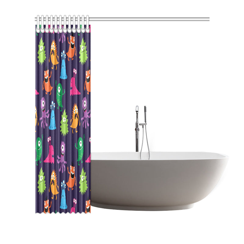 Monster Cartoon Pattern Print Design 02 Shower Curtain
