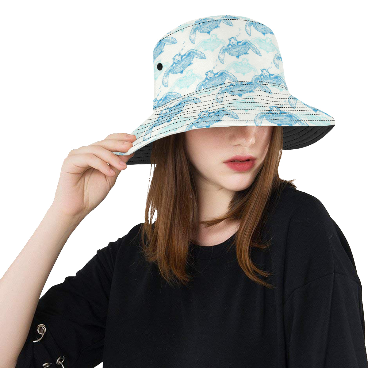 Sea Turtle Pattern Print Design T01 Unisex Bucket Hat