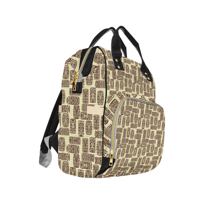 Tiki Brown Mask Print Diaper Bag Backpack