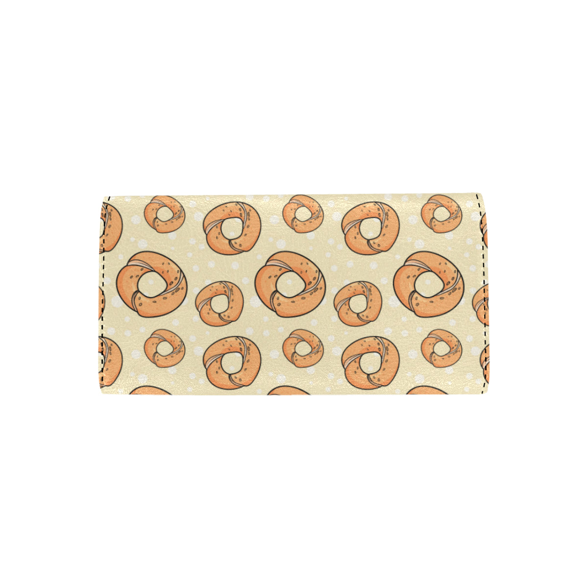 Bagel Pattern Print Design 03 Women's Trifold Wallet