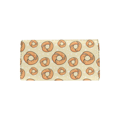 Bagel Pattern Print Design 03 Women's Trifold Wallet