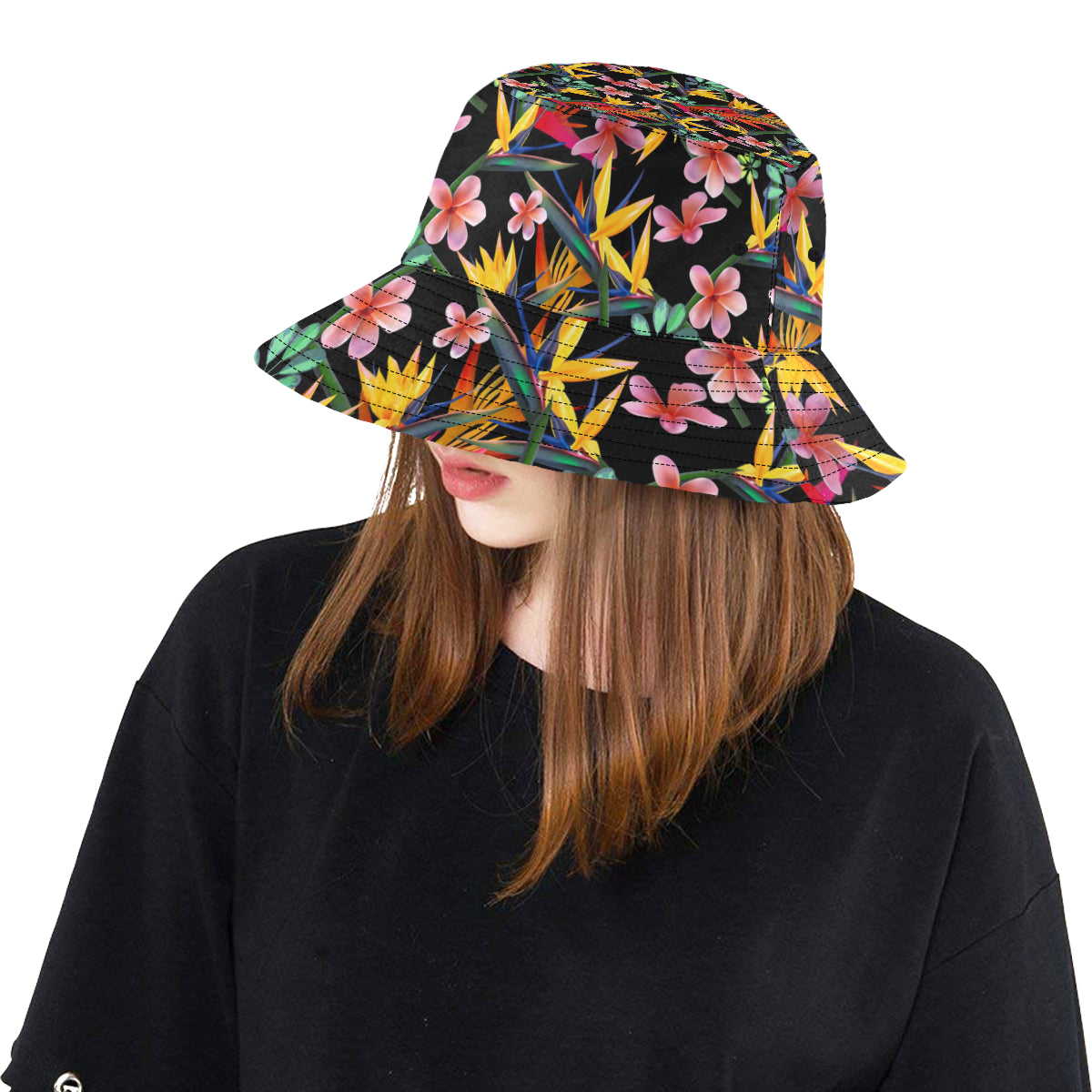 Tropical Flower Pattern Print Design TF015 Unisex Bucket Hat