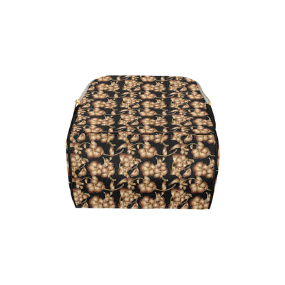 Brown Hibiscus Pattern Print Design HB06 Diaper Bag Backpack