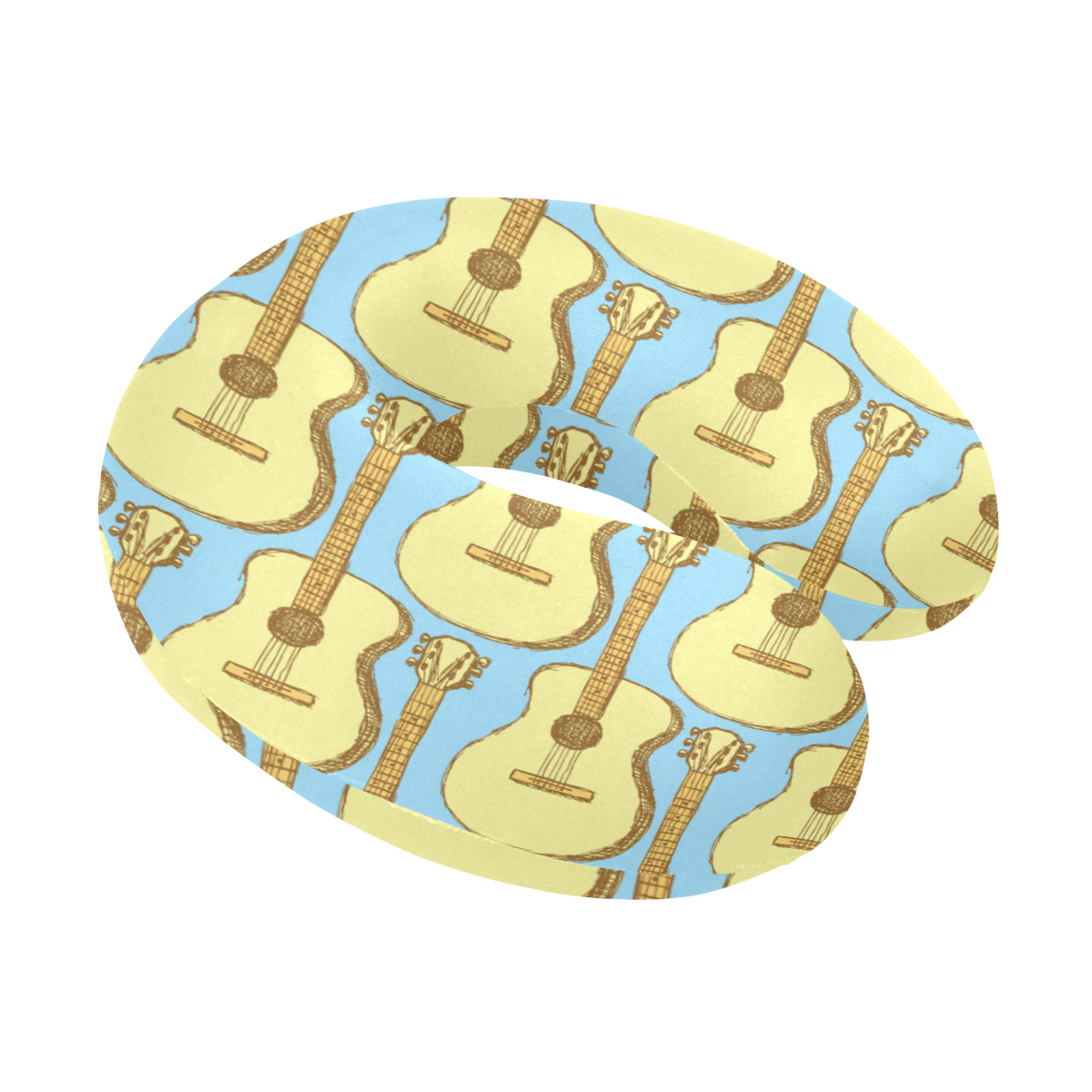 Acoustic Guitar Pattern Print Design 03 U-Shaped Travel Neck Pillow