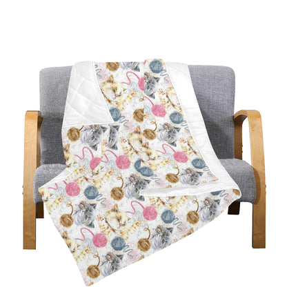 Cat Playing Yarn Pattern Print Design 07 Premium Quilt