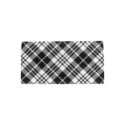 Plaid Black White Pattern Print Design A02 Women's Trifold Wallet