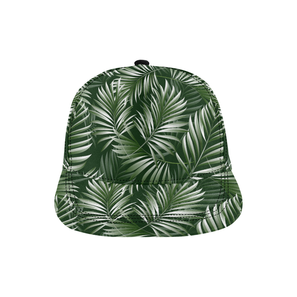 White Green Tropical Palm Leaves Snapback Cap