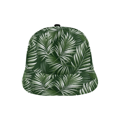 White Green Tropical Palm Leaves Snapback Cap