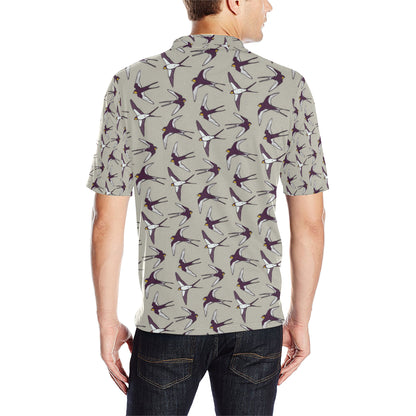 Swallow Bird Pattern Print Design 03 Men Polo Shirt