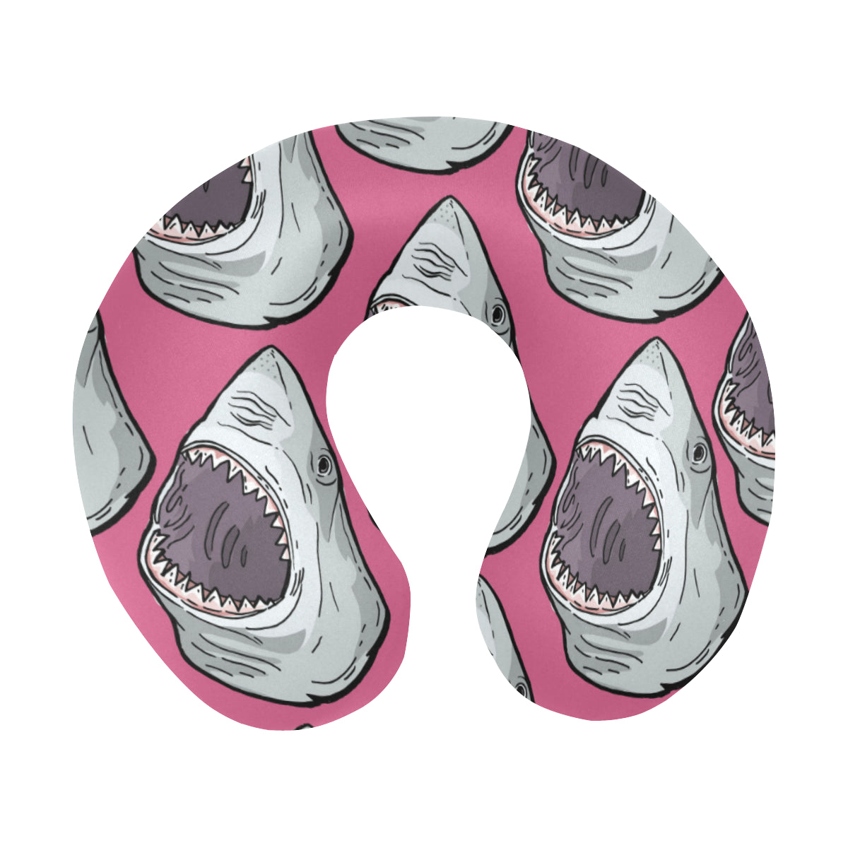 Great White Shark Pattern Print Design 01 U-Shaped Travel Neck Pillow