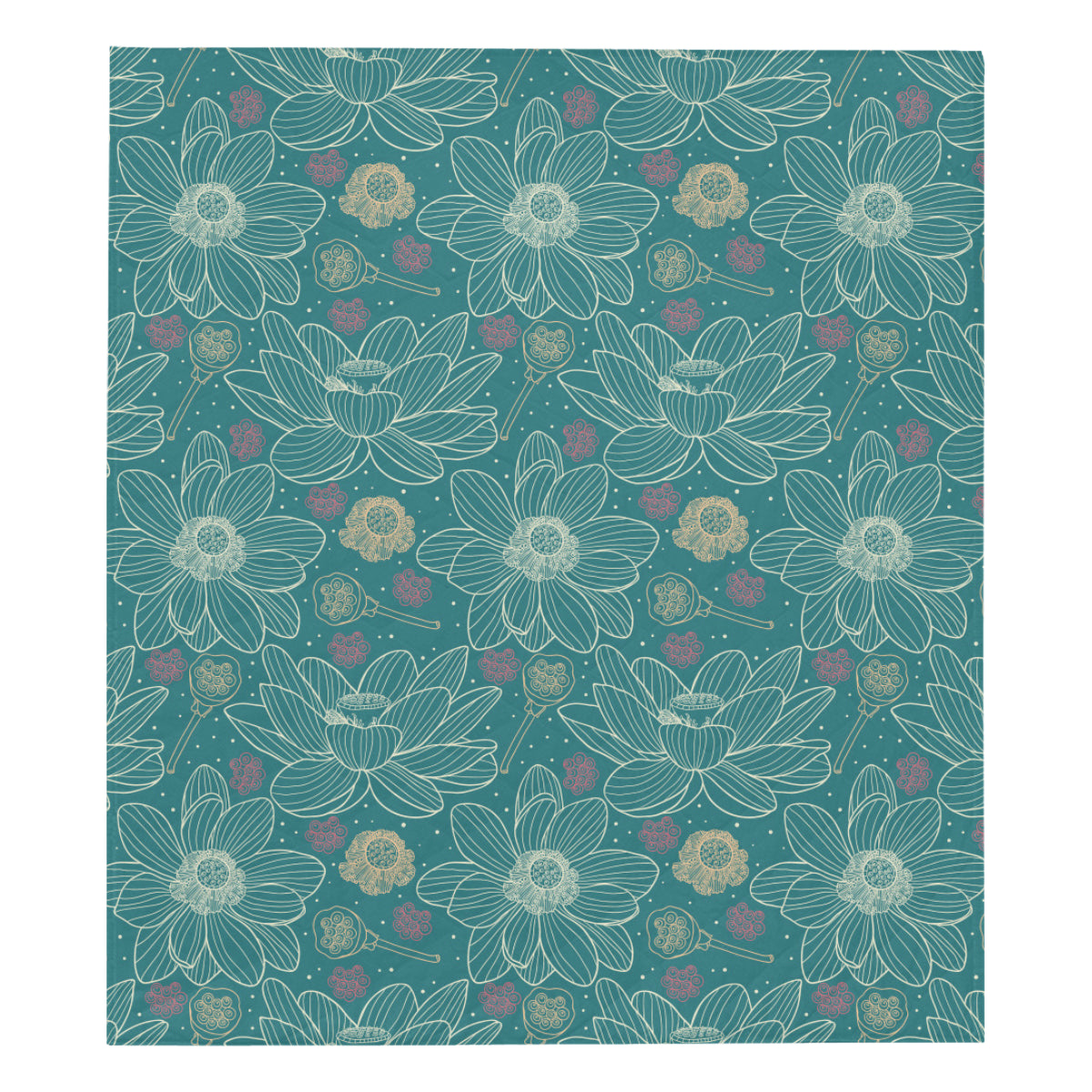 Lotus Pattern Print Design 01 Premium Quilt