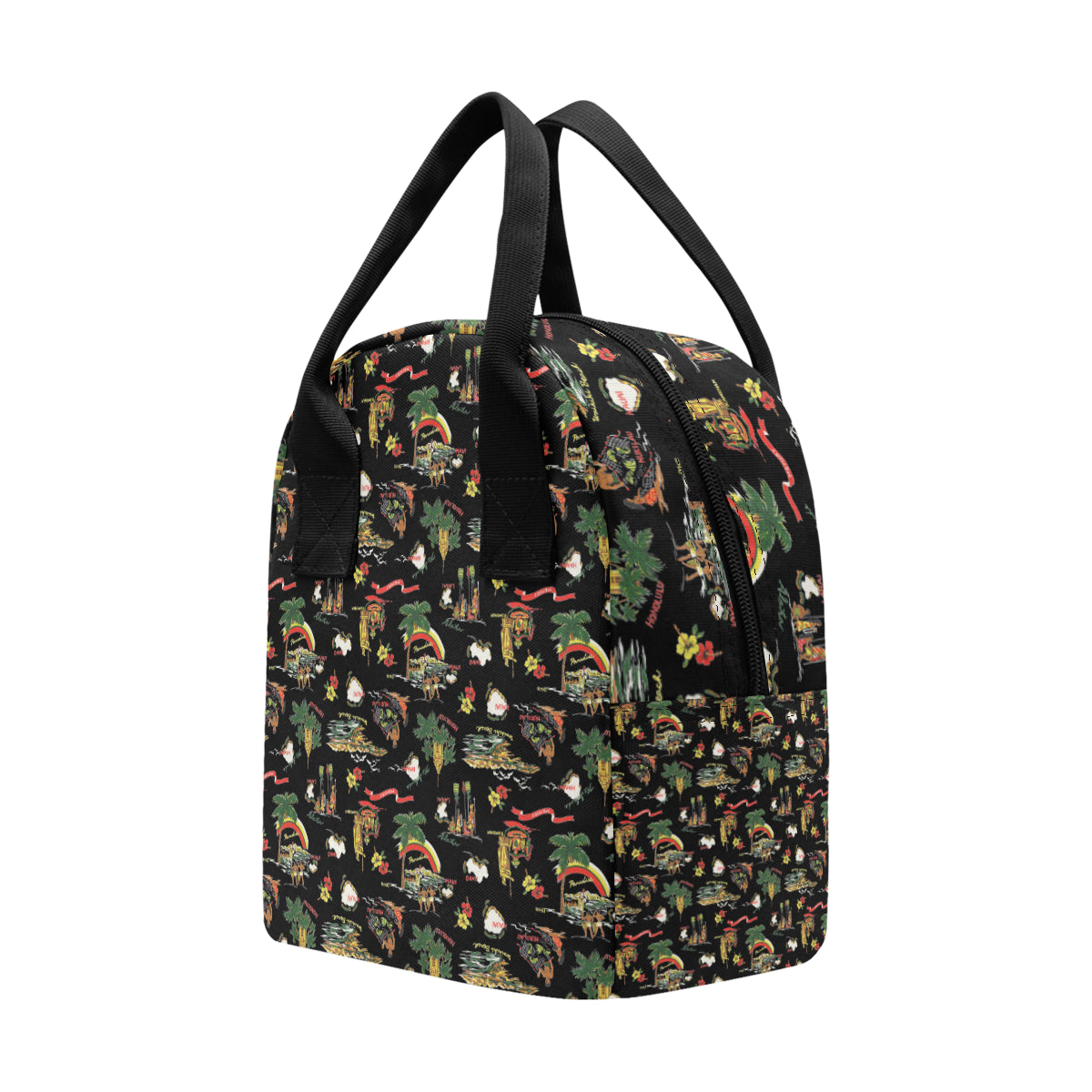 Hawaiian Island Themed Print Insulated Lunch Bag