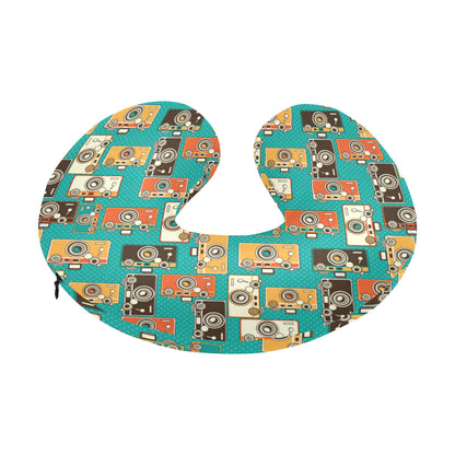 Camera Pattern Print Design 02 U-Shaped Travel Neck Pillow