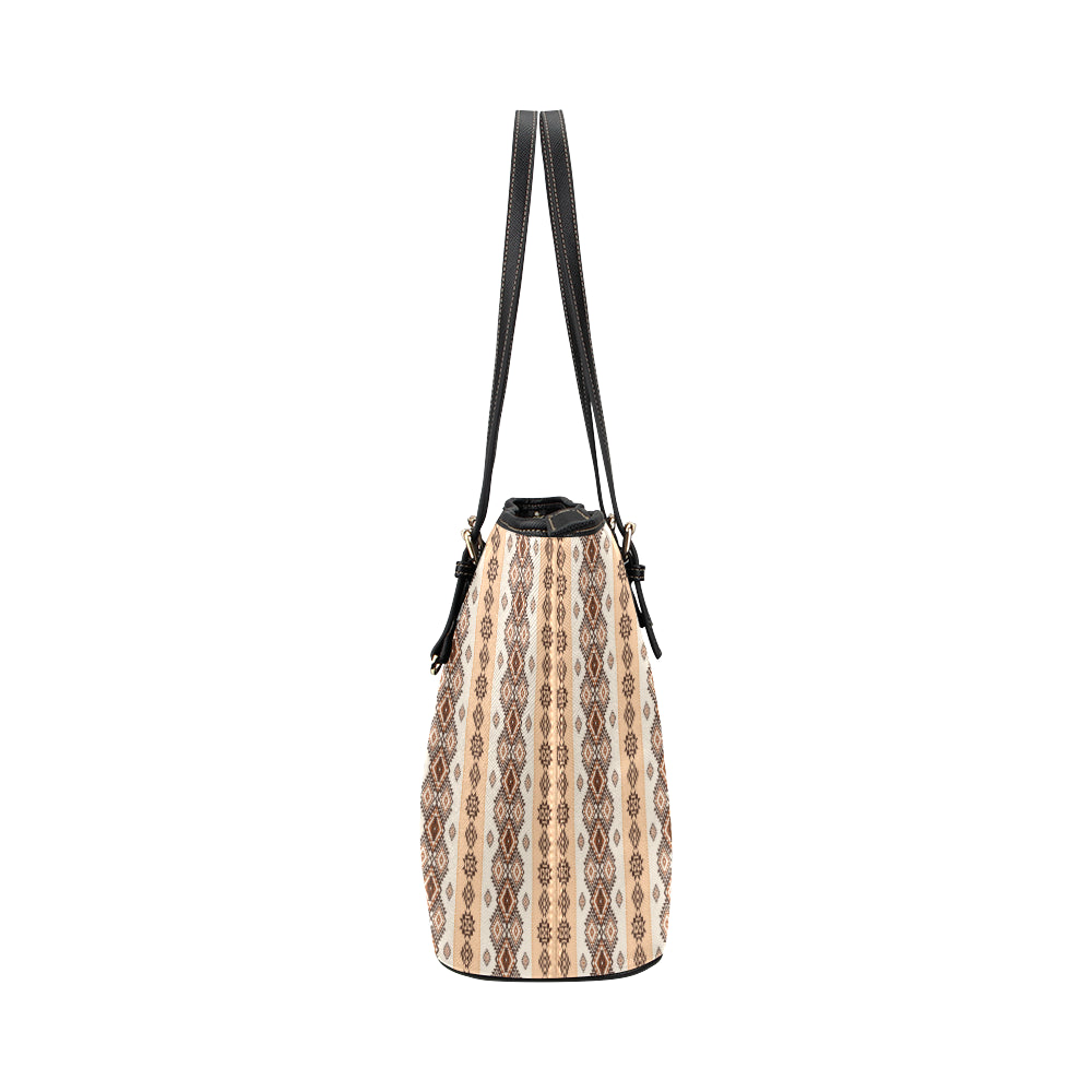 Native Classic Pattern Print Leather Tote Bag