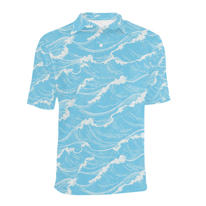 Ocean Wave Pattern Print Design A01 Men Polo Shirt