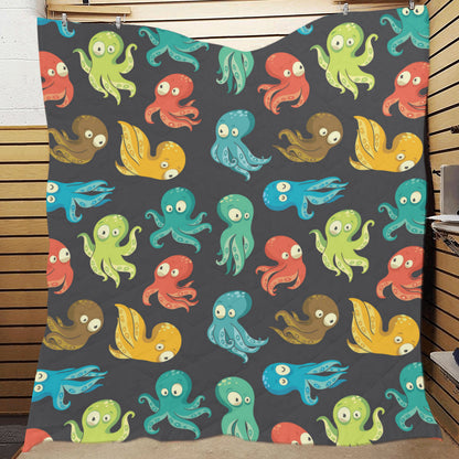 Octopus Pattern Print Design A01 Premium Quilt