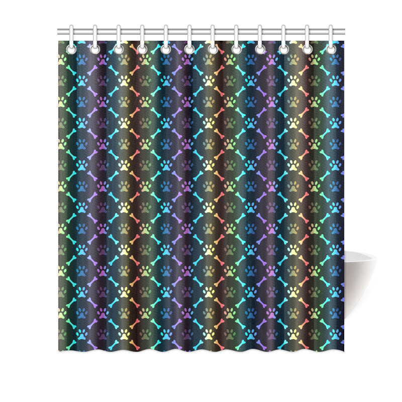 Paw Rainbow Print Shower Curtain