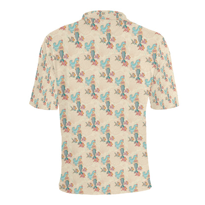 Mermaid Girl With Fish Design Print Men Polo Shirt