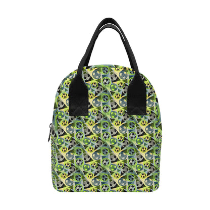 Soccer Ball Themed Print Pattern Insulated Lunch Bag