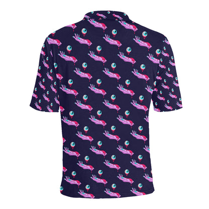 Zombie Pink Hand Design Pattern Print Men Polo Shirt
