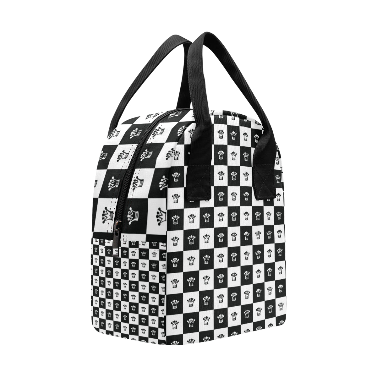 Checkered Flag Crown Pattern Insulated Lunch Bag