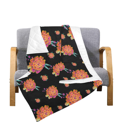 Marigold Pattern Print Design 01 Premium Quilt