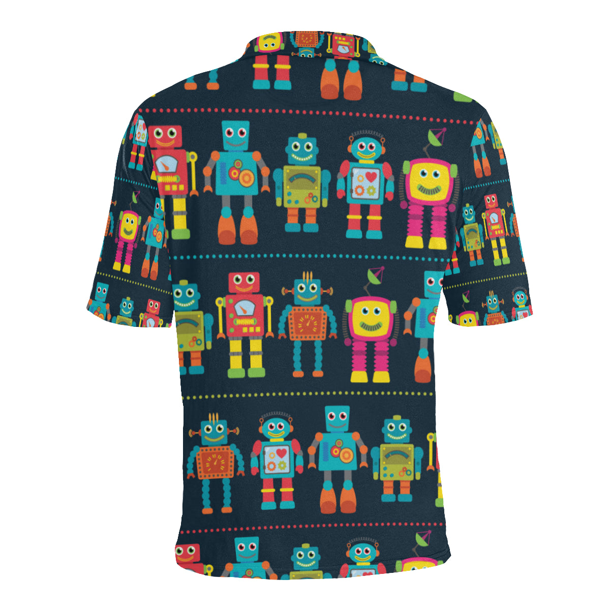 Robot Pattern Print Design A01 Men Polo Shirt