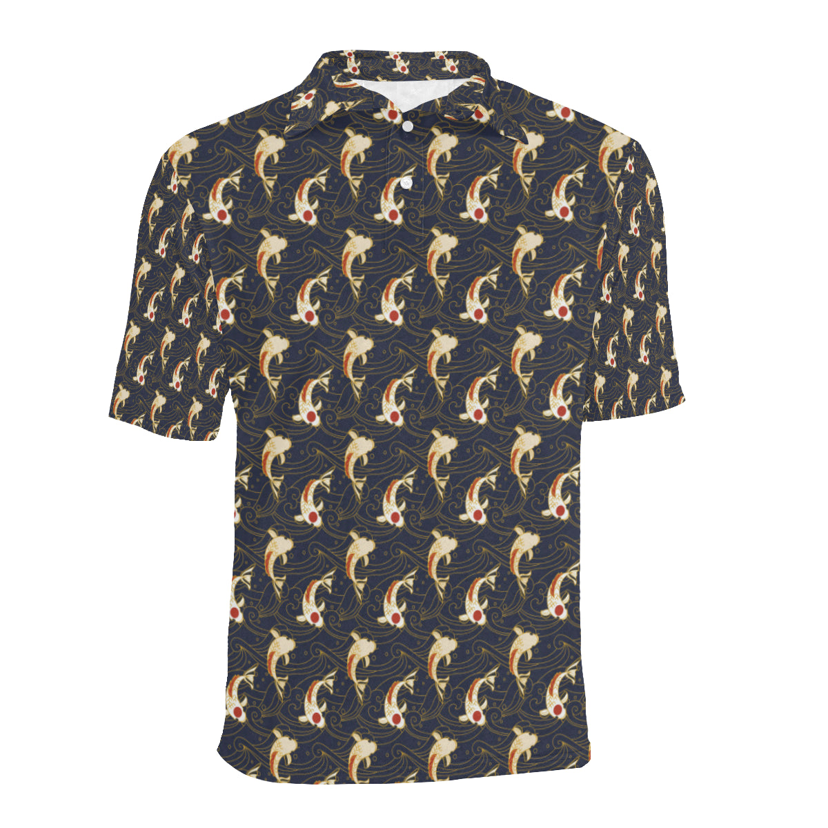 Koi Carp Japanese Design Themed Print Men Polo Shirt
