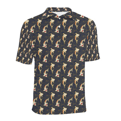 Koi Carp Japanese Design Themed Print Men Polo Shirt