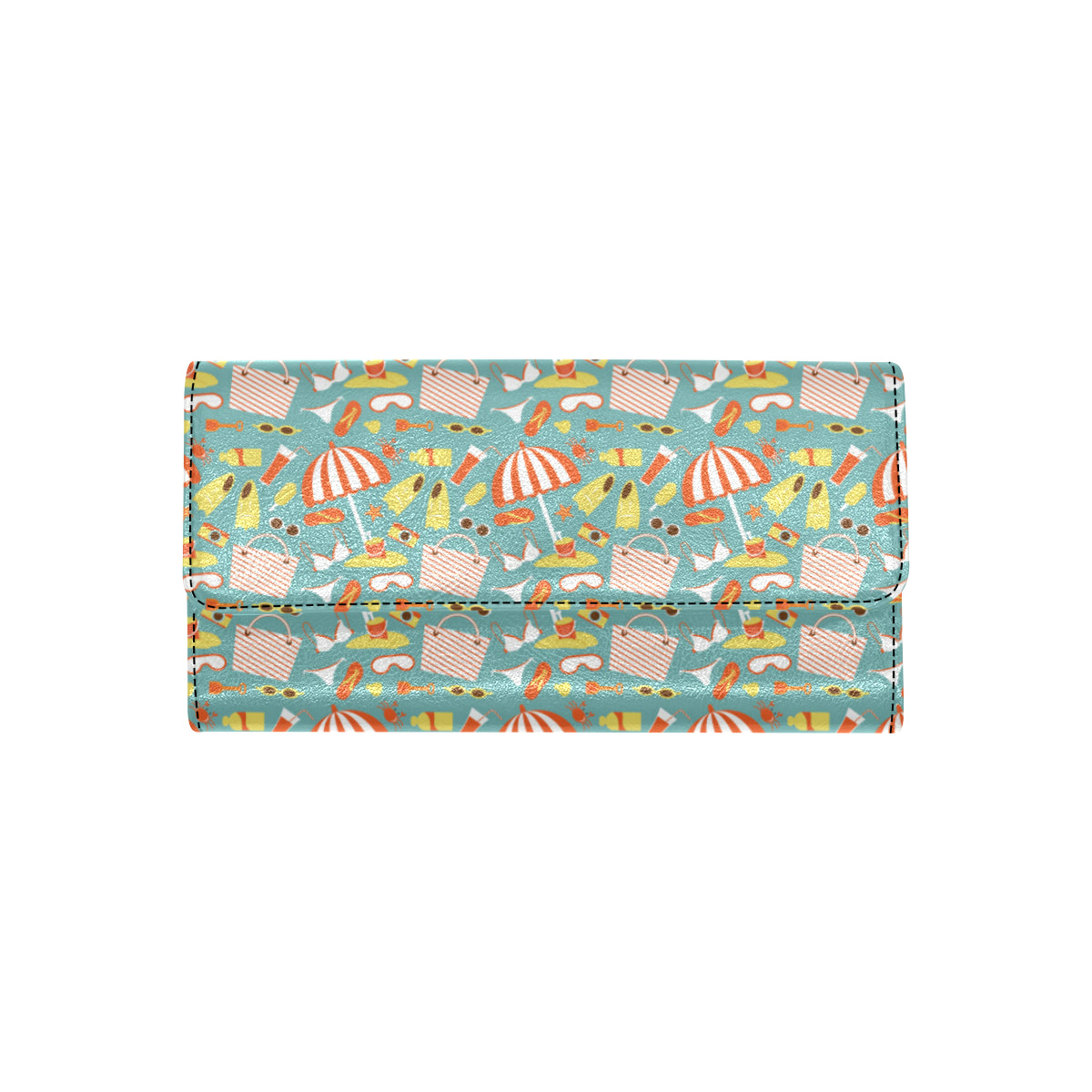Beach Scene Pattern Print Design 02 Women's Trifold Wallet