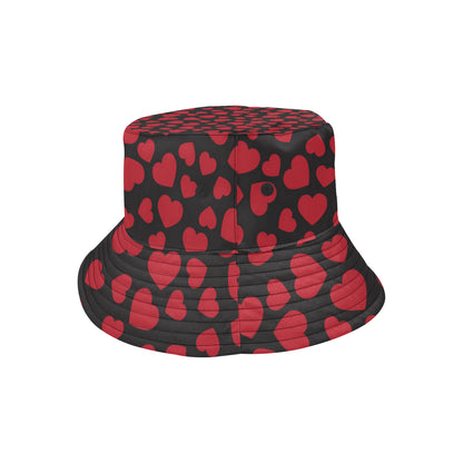 Heart Red Pattern Print Design HE01 Unisex Bucket Hat