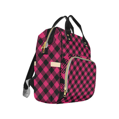 Buffalo check Pink Pattern Print Design 01 Diaper Bag Backpack