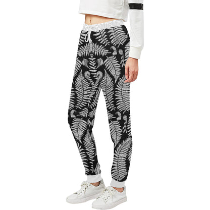 Fern Leave Black White Print Pattern Unisex Sweatpants