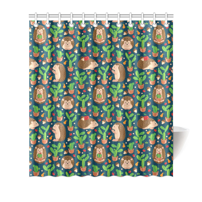 Hedgehog Cactus Pattern Print Design 04 Shower Curtain