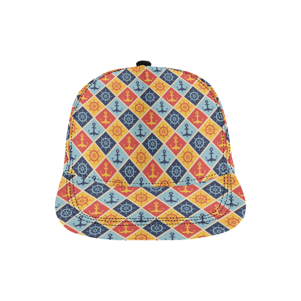 Nautical Pattern Design Themed Print Snapback Cap