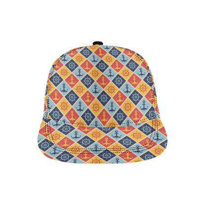 Nautical Pattern Design Themed Print Snapback Cap