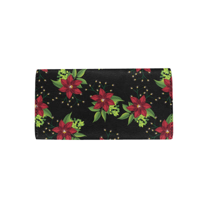 Poinsettia Pattern Print Design A01 Women's Trifold Wallet