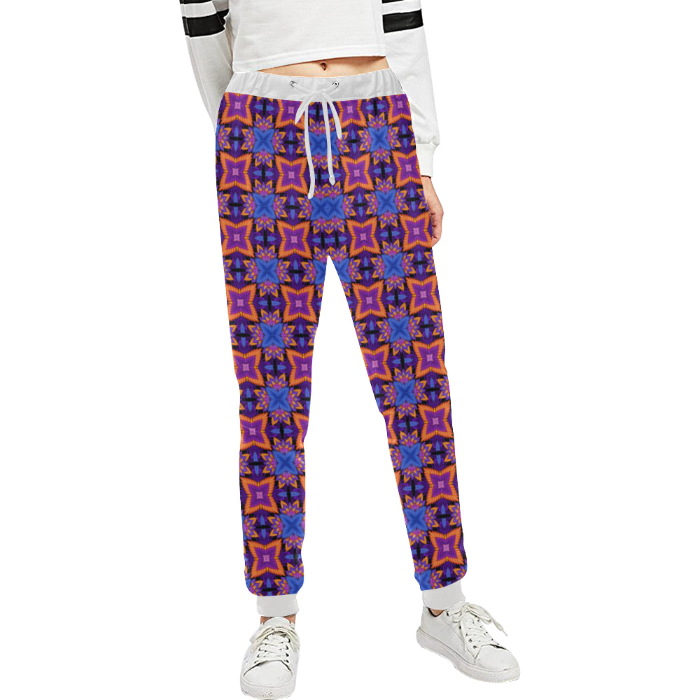 kaleidoscope Purple Orange Print Design Unisex Sweatpants