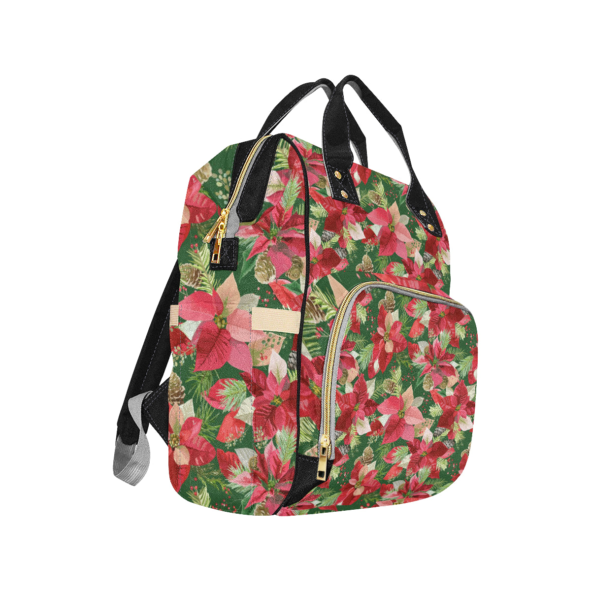 Poinsettia Pattern Print Design POT03 Diaper Bag Backpack
